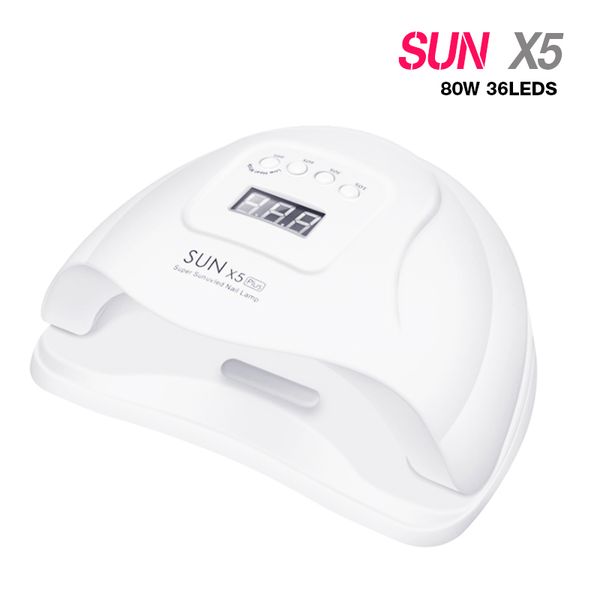 

nail art sun 5 x plus 80w uv led lamp nail dryer 36 leds manicure lcd screen varnish lcd display gel polish auto sensor timer