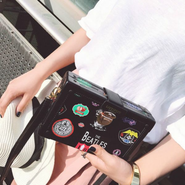 

2020 new one shoulder bag slant straddle bag fashion women's printed box suitcase shape handbag fashion mini