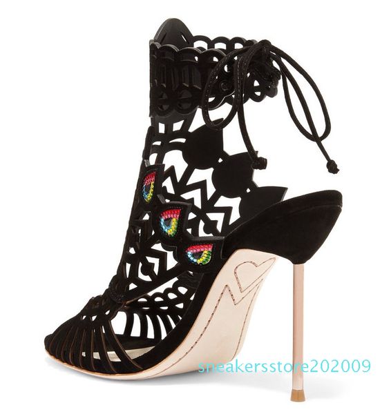 

sexy2019 webster sophia wind hollow out fish's mouth and toes sandals super high fine with high-heeled shoes cool boots s09, Black