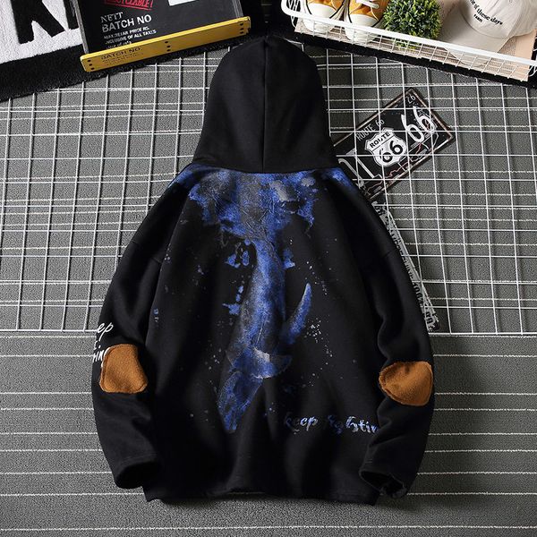 

men's hoodies & sweatshirts print autumn spring 2021 hoodie sweatshirt mens hip hop punk pullover streetwear casual fashion clothes plu, Black