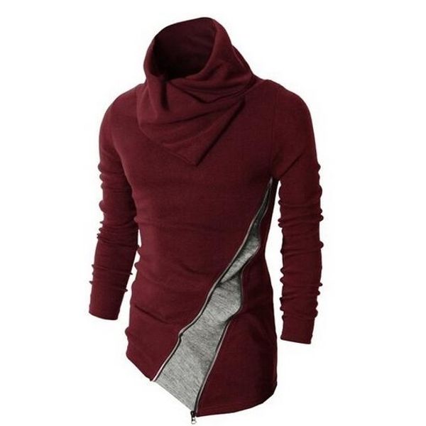 

geek new men's contrast color pullover slim high neck, White;black