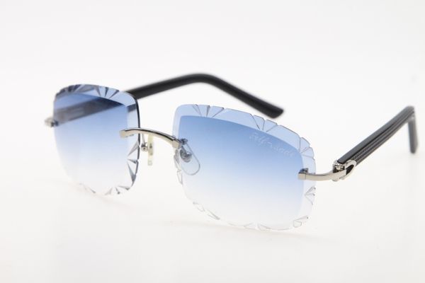 Toptan Rimless elmas kesim güneş gözlüğü siyah tahta güneş gözlükleri moda yüksek kaliteli erkek ve kadın c dekorasyon altın UV400 lens
