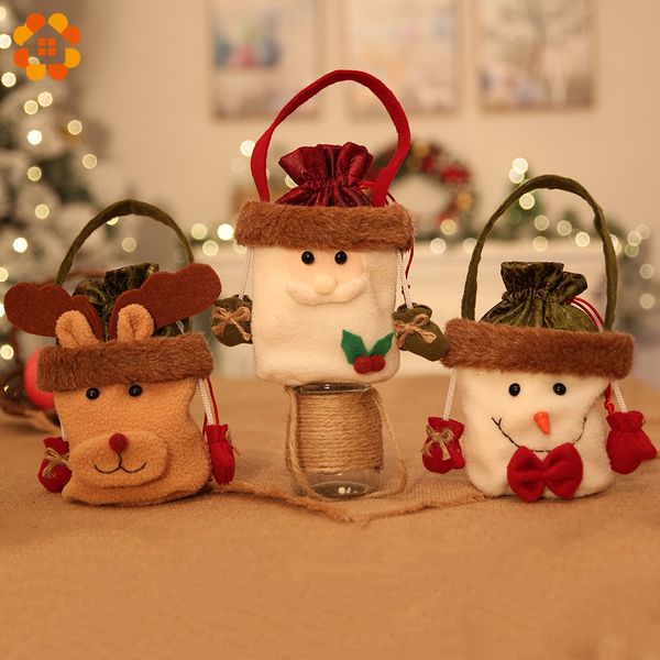 

1pc cute christmas gift bags candy bags christmas gift holders santa claus holder for party decorations kids