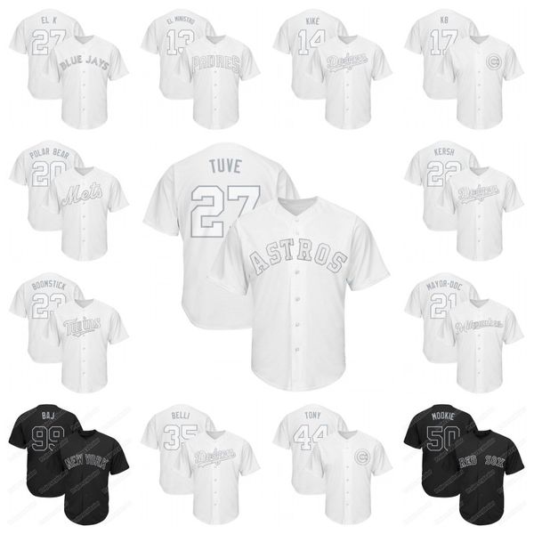 

27 altuve tuve 2019 players weekend 27 guerrero jr. el k 35 bellinger belli 44 rizzo tony 50 betts mookie 99 judge baj jersey, Blue;black