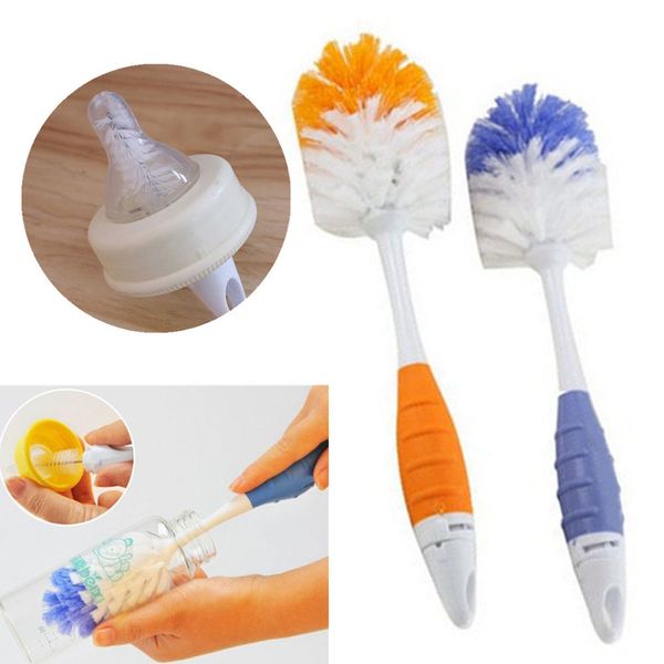 

2pcs/set baby bottle pacifier combo brush kids cleaning milk feed bottle nipple pacifier nozzle spout tube cleaning brush tool