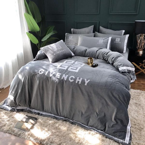

19011a006 warm luxurious fannel velvet bedding set king size bedsheet  duvet cover set popular style home textile 4pcs set 99