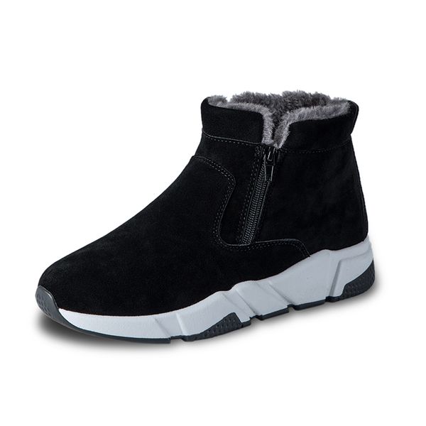

fashion men winter boots plush keep warm snow boots men sneakers work shoes footwear ankle shoes botas hombre, Black