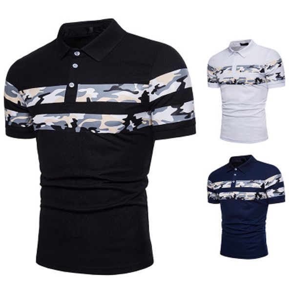 

рубашка eur размер мужская камуфляжная строчка с коротким рукавом футболка с отложным воротником рубашка летняя мужская базовая одежда, White;black