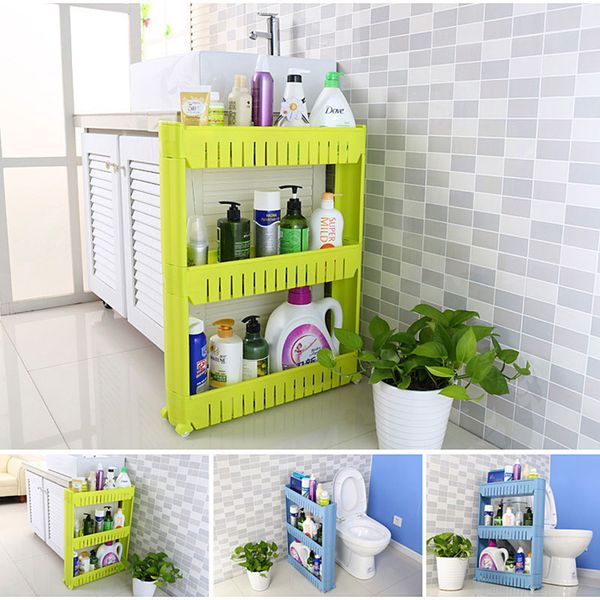 

multipurpose shelf with removable wheels crack rack bathroom storage storage rack shelf multi-layer refrigerator side shelf