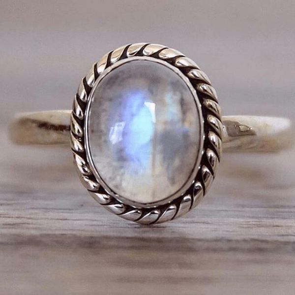 

ring 5-11 engagement moonstone wholesale natural wedding boho silver, Slivery;golden