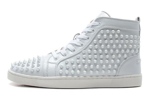 

exclusive new mens black with silver spikes red bottom casual shoes, womens high flat sneakers size35-47 c01