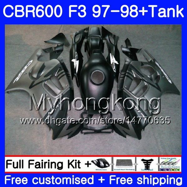 + Tank HONDA CBR600FS CBR600RR CBR600 F3 1997 1998 Bodys 290HM.60 CBR 600 F3 FS CBR 600F3 97 98 CBR600F3 97 98 Düz gri siyah kaporta