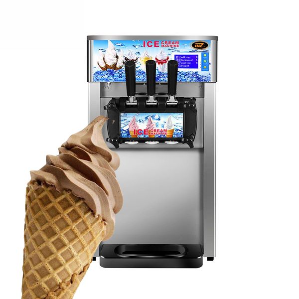 Nuova macchina per gelato soft italiana desktop commerciale, macchina per coni per gelato soft di alta qualità con compressore di marca