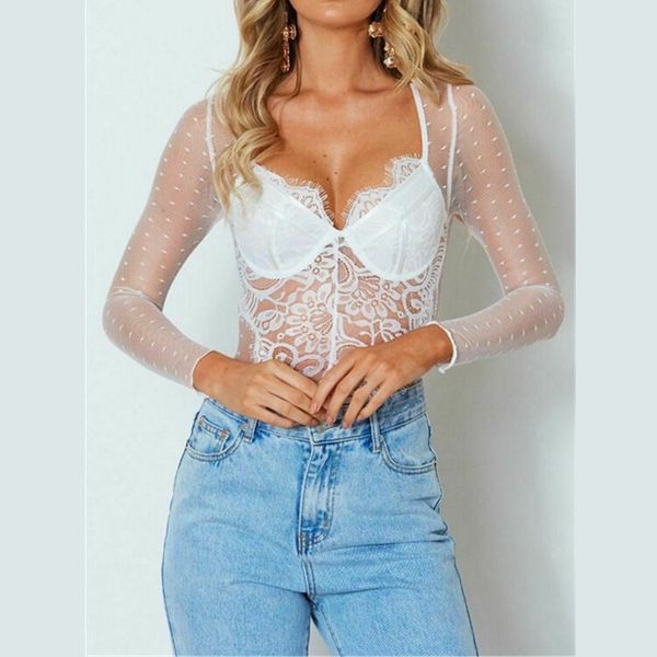 

2019 ladies lace lingerie women fashion see through deep v-neck long sleeve lace clothes nightwear summer bra sleepwear, Red;black