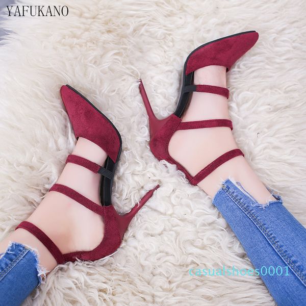 

2019 spring new women's shoes european and american fashion high heels pointed suede hollow work shoes simple single shoes c01, Black