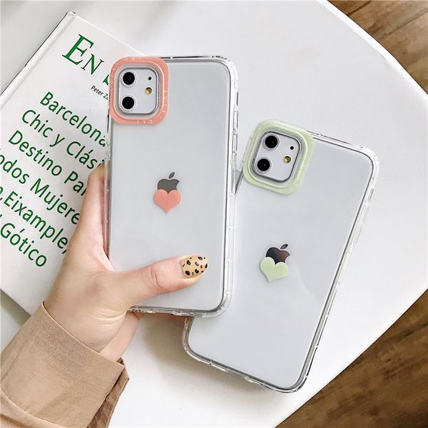 

macaron love heart phone case for iphone 11 pro max soft transparent case for iphone 8 7 plus x xs max xr cover funda coque