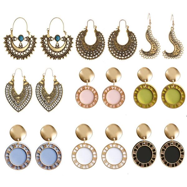 

9pz/lots wholesale jewelry earring set bohemia style earrings women tassel studs for woman jewellery set, Golden;silver