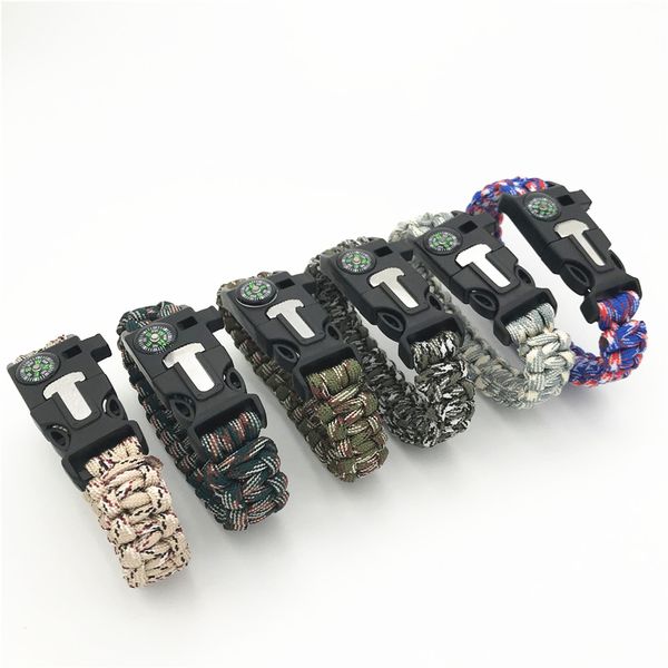 

military emergency paracord bracelet survival parachute bracelet no flint outdoor scraper whistle buckle for jewelry men & women