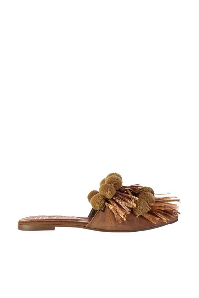 

pearl genuine leather tan women 's slippers 120130005424, Black