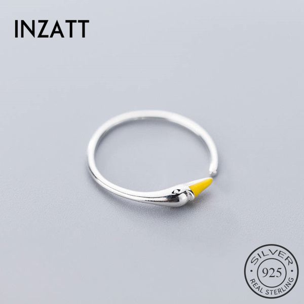 

inzareal 925 sterling silver minimalist enamel opening ring for fashion women unique design swan ring fine jewelry accessorie, Golden;silver