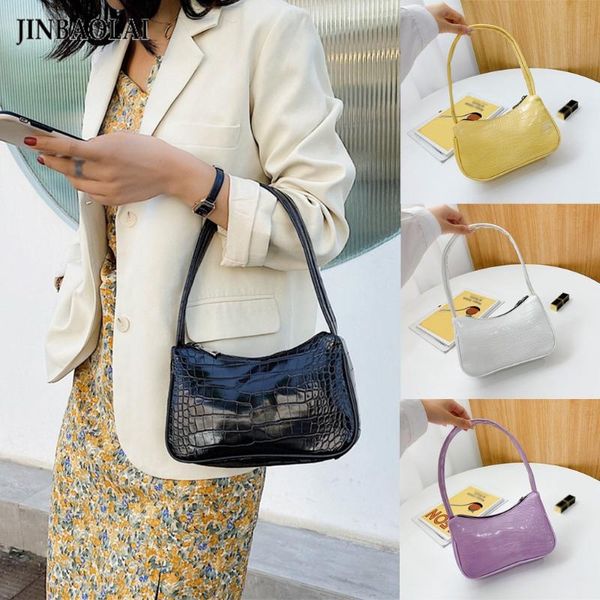 

retro women stone pattern shoulder bags zipper armpit bag messager bag female new stone pattern leather small square bag#0611y30