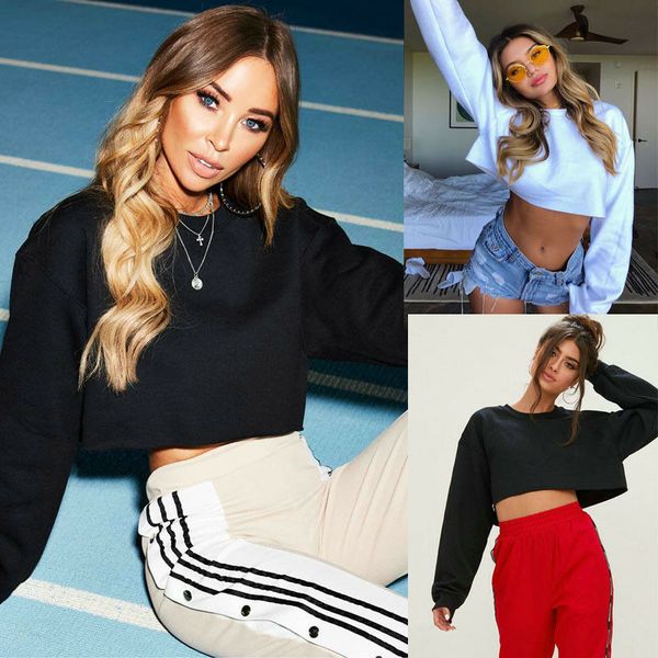

new style women's hoodies lady casual long sleeve jumper pullover solid autumn loose gift pure color fashion 2019, Black