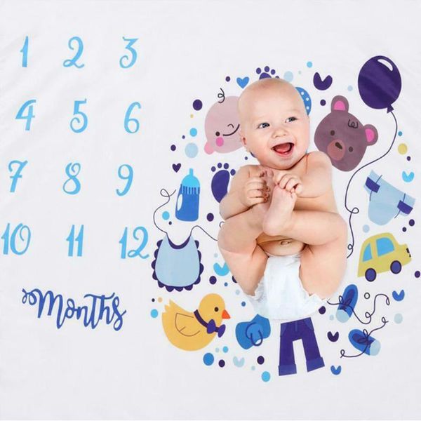 

p grops cartoon calender props soft cute backdrop cloth polyester baby monthly milestone fashion pgraphy blanket square