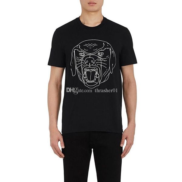 

роскошные мужские дизайнерские футболки мужчины женщины высокое качество короткие рукава мода пары лето хлопок линия собака голова печати фу, White;black