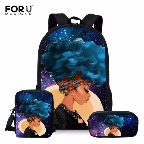 

forudesigns 3pcs/set african women printing school bags for kids girls school backpacks shoulder bagpack bookbag satchel