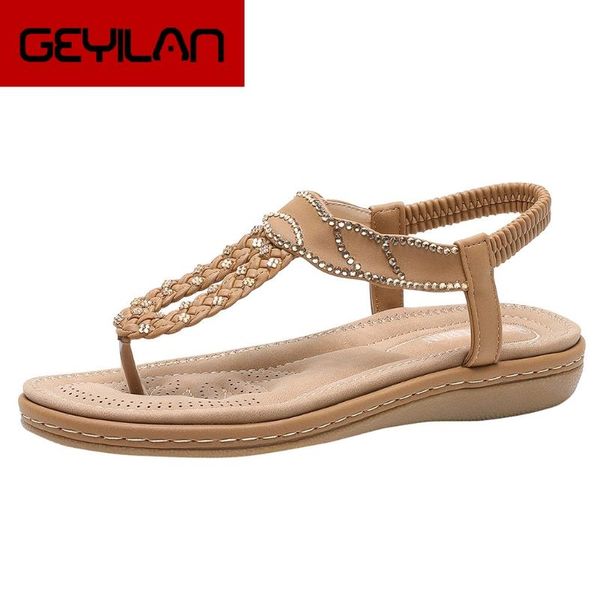

womens big size flat roman sandals with rhinestones shoes shallow women ladies crystal casual beach sandals roman shoes 2019, Black