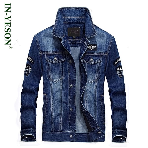 

2017 new retro denim jacket men brand embroidery turn-down collar spring autumn men's jeans jacket bomber jaqueta masculina, Black;brown