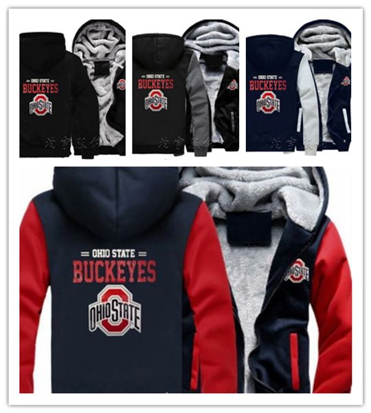 

2019 winter hoody ohio state buckeyes football team men women warm hoodies autumn clothes sweatshirts zipper jacket fleece hoodie streetwear, Blue;black