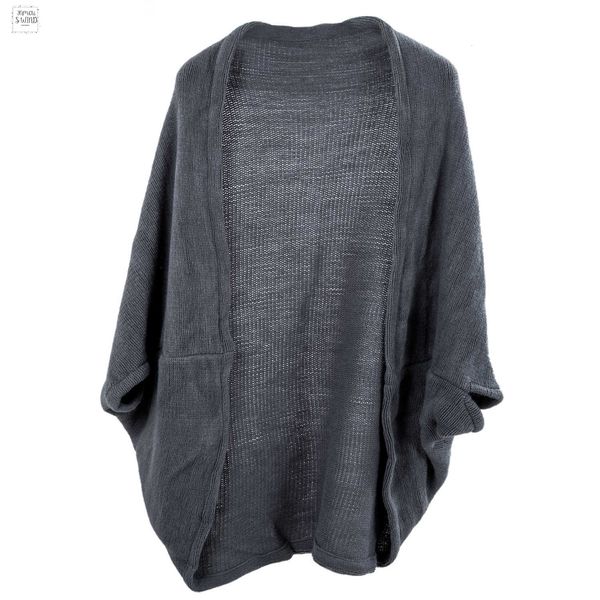 

fashion new womens batwing knit sleeve cape cardigan three quarter knitwear drop shipping good quality, White;black