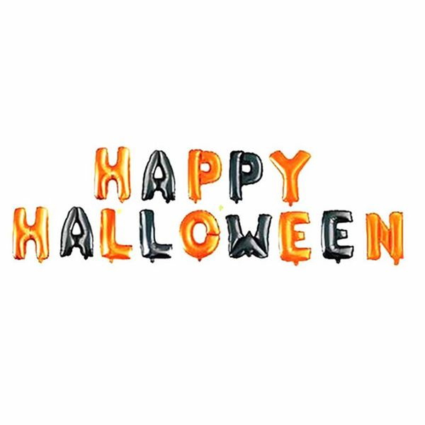 

14 pcs/set happy halloween balloon foil letter balloon for party decoration black and orange balloons party supplies jk1909