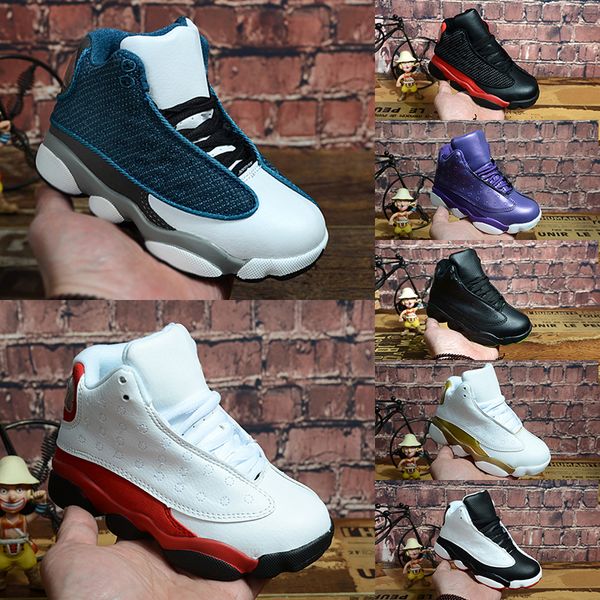 

selling 13 13s jumpman kids basketball shoes chicago flint bred black cat dmp youth trainers big kids boys girls basketball sneakers