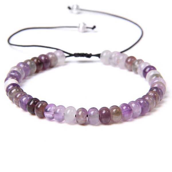 

natural amethys bracelets men adjustable energy purple quartz rondelle beads bracelet polished abacus stone bangle women jewelry, Black