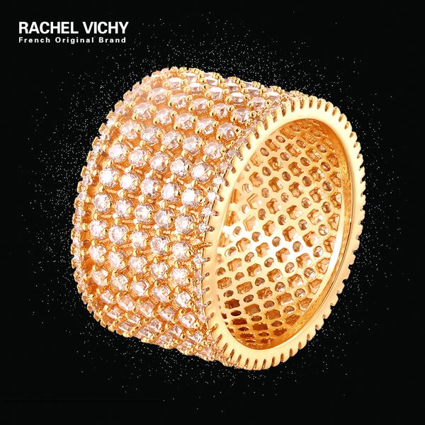 

rachel vichy brand crystal jewelry women luxury wide rings wholesale gold color rhinestone zircon stainless steel wedding r114, Silver