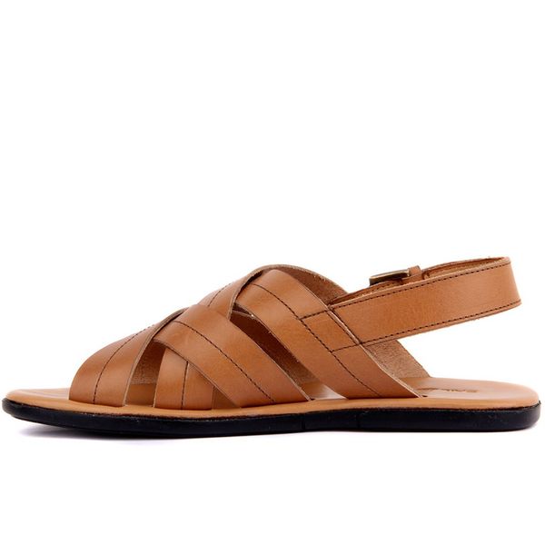 

sail lakers-tan leather men 's sandals, Black