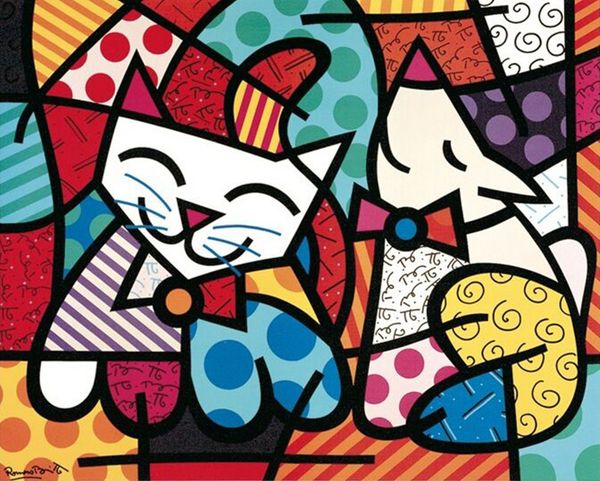 

britto romero - happy cat и snob dog home decor ремесла картина маслом на холсте wall art canvas картинки 200528