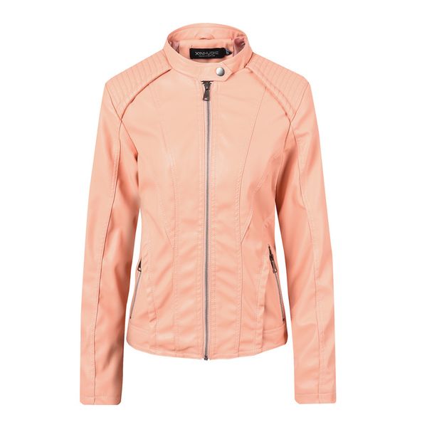 

hee grand women pu jackets soft faux leather outwears 2019 autumn new motorcycle bomber jacket cool patchwork thin coats wwp211, Black
