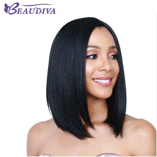 

beaudiva lace front human hair wigs for women brazilian straight natural color 2# 4# lace frontal wig with baby hair 8a grade hair, Black;brown
