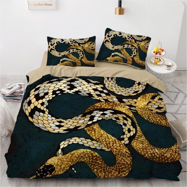 

luxury 3d bed linens duvet cover set comforter bedding set king king  double single size camel snake home textile