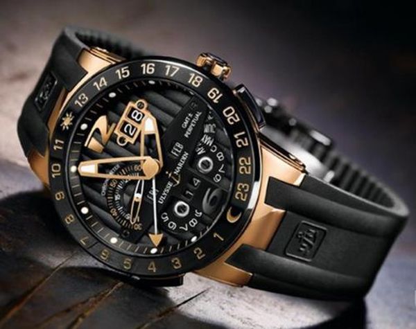 

Uly e executive el toro black toro perpetual calendar gmt 326 00 3 bq ro e gold blue dial blue rubber automatic men watch un 17c3