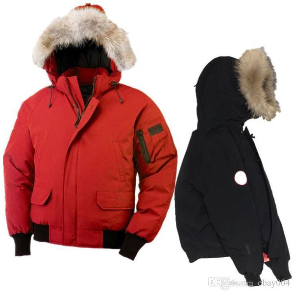 

2019 canada overcoat mens winter warm coat goose chilliwack bomber goose down jacket for men bomber parka real fur black label for men