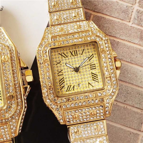 

Женские повседневные квадратные наручные часы с полным бриллиантом Мужские женс