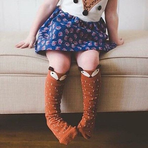 

newborn toddler knee high sock baby boy bebe girl fox socks cotton cute cartoon animal cat leg warmers for newborns infantile, Pink;yellow