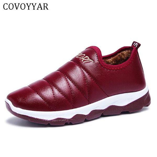 

covoyyar warm winter women shoes platform fur casual lady shoes fashion sneakers waterproof pu leather snow boots woman wsn339 y200424, Black