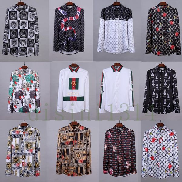 

2019 brand luxury fa hion wave lim hirt men long leeve ca ual harajuku men medu a hirt multiple tyle whole ale