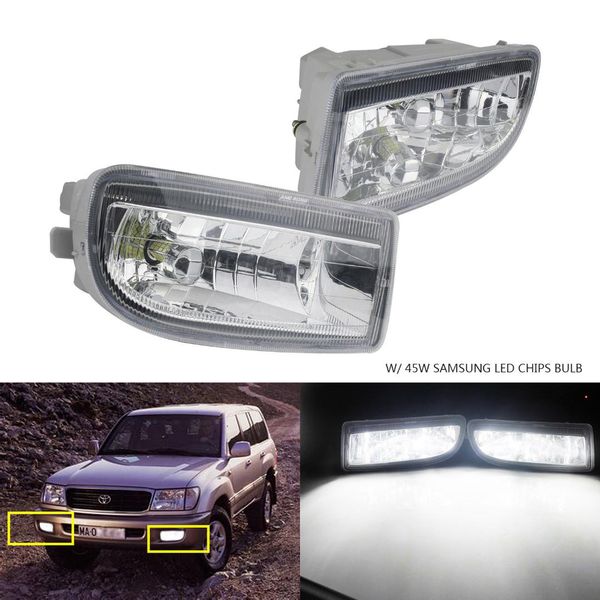 

angrong 2x white samsung 45w 2000lm hb4 9006 fog light led bulbs for land cruiser amazon fj100 / fj105 1998-2