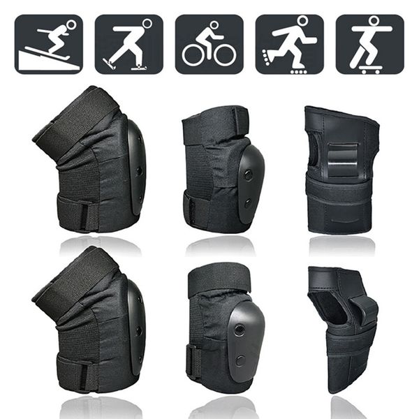 

6pcs/set kids knee protectors cycling bike racing tactical skate knee protectors pads riding protective gears guard, Black;gray